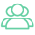Three customers in the brand color green.