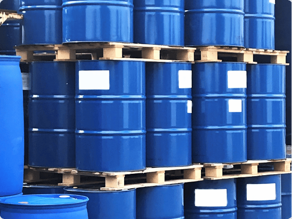 Blue barrels of chemicals stored in Portabull Cold Storage container- NEW
